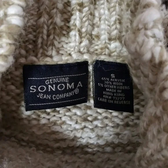 Sonoma Natural Marbled Wool Turtleneck Long Sleeve Pullover Fair Isle Sweater - Picture 7 of 8